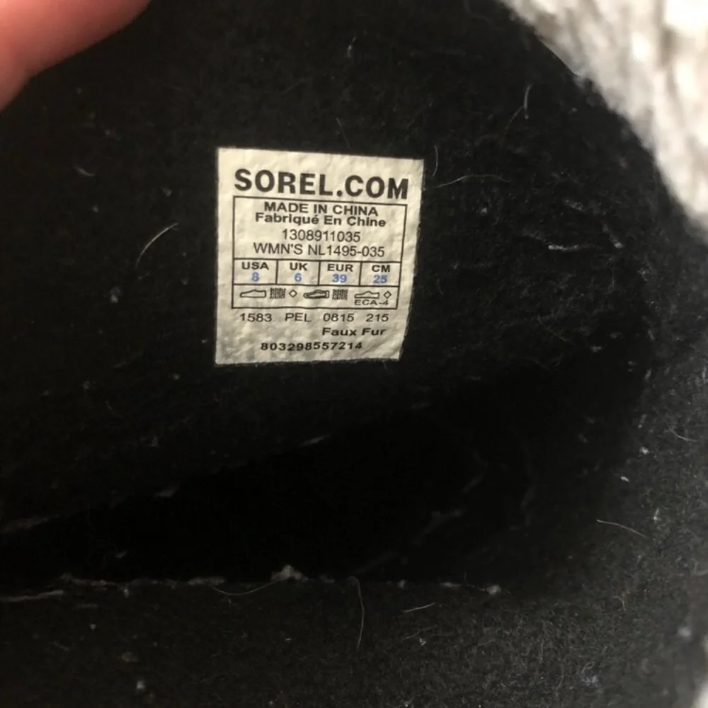Sorel Black and Gray Boots with Shearling Trim - Picture 4 of 11